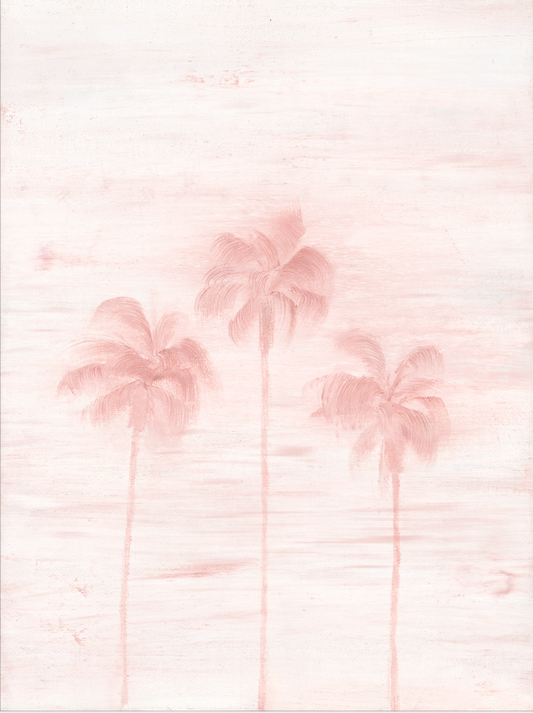 Hazy Pink Palms #1 - Original Oil Painting on Canvas 9x12 inches