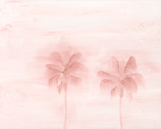Hazy Pink Palms #3 - Original Oil Painting on Canvas 8x10 inches